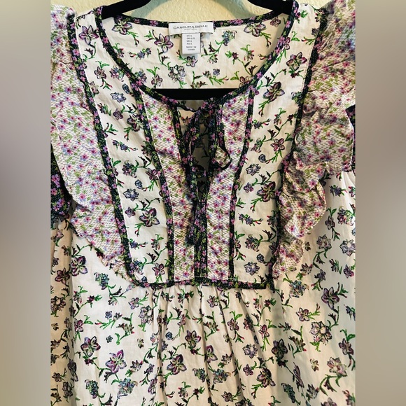 NWOT Carolina Belle Women’s Floral Ruffle Blouse in size L - Picture 4 of 11